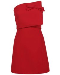 Valentino Bow Detailed Sleeveless Mini Dress - Red