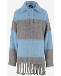 Etro - Brushed Effect Fringed Edge Sweater Mini Dress - Lyst
