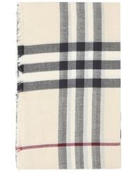 Burberry - Check Printed Frayed-edge Scarf - Lyst