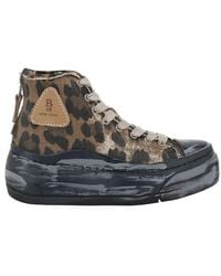 R13 - Distressed Printed Kurt High Top Sneakers - Lyst