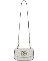 Dolce & Gabbana Logo-plaque Foldover Top Satchel Bag - White
