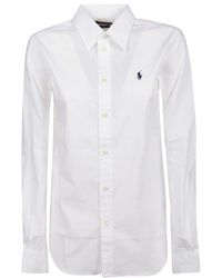 Polo Ralph Lauren Cotton Heidi Skinny Long Sleeve Shirt, Plain Pattern in  White - Lyst
