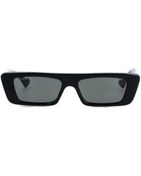 Gucci - Logo Engraved Rectangle Frame Sunglasses - Lyst