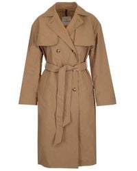 Moncler Belted Trench Coat - Brown