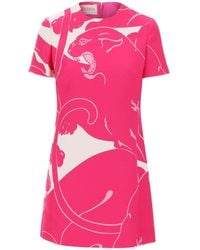 Valentino - Graphic Printed Short-sleeved Mini Dress - Lyst