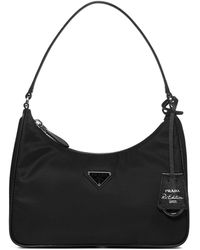 Prada Re-edition Mini Hobo Shoulder Bag - Black