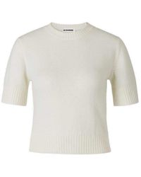 Jil Sander Short-sleeved Knitted Top - White