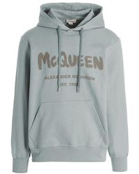 Alexander McQueen - Felpa Con Cappuccio Stampa Logo - Lyst