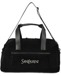Saint Laurent - Logo Embroidered Zip-up Duffle Bag - Lyst