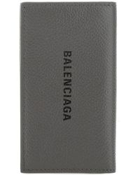 Balenciaga Logo Print Key Case - Grey