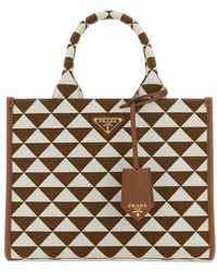 Prada - Embroidered Fabric Small Symbole Shopping Bag - Lyst