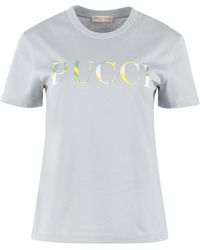 Emilio Pucci Logo Printed Crewneck T-shirt - Grey