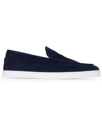 Christian Louboutin Stud Embellished Slip on Loafers in Black for