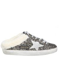 Golden Goose - Leather Sabot Covered With Glitter - Lyst