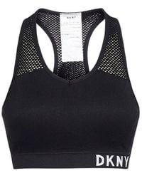 DKNY - Logo Printed Contrast-trimmed Sports Bra - Lyst