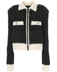 Balmain - Zipped Furry Tweed Jacket - Lyst