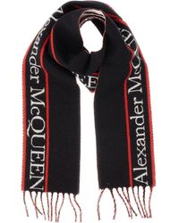 Womens Scarves and mufflers Alexander McQueen Scarves and mufflers Alexander McQueen Printed Silk Scarf in Black 