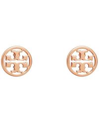 Tory Burch - Miller Double T Logo Plaque Stud Earrings - Lyst