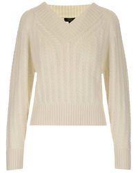 Theory - V-neck Cable Knit Jumper - Lyst