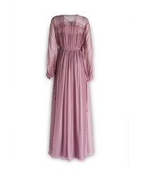 Alberta Ferretti - Buttoned Lace Panelled Evening Dress - Lyst