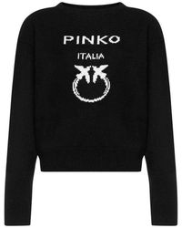 Pinko Burgos Logo Wool Jumper - Black