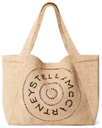 Stella McCartney - Logo Embroidered Top Handle Bag - Lyst