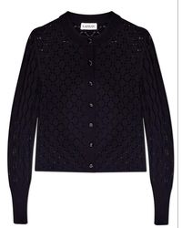 Lanvin - Button-up Openwork Knitted Cardigan - Lyst
