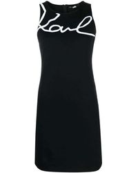 Karl Lagerfeld - Cotton Blend Dress With Signature Logo - Lyst