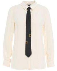 Elisabetta Franchi - Neck-tie Long-sleeved Shirt - Lyst