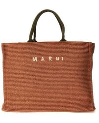 Marni - Logo Embroidery Large Shopping Bag - Lyst