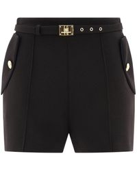 Elisabetta Franchi - Shorts In Crêpe Fabric With Belt - Lyst