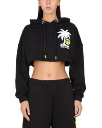 Barrow - Graphic-printed Drawstring Cropped Hoodie - Lyst