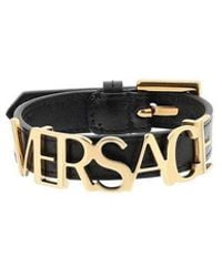Versace Logo Lettering Buckle Bracelet - Black
