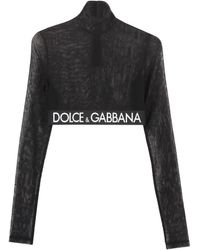 Dolce & Gabbana Long Sleeve Crop Top - Black