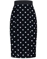 Dolce & Gabbana - Polka-dot Printed High Waist Midi Pencil Skirt - Lyst