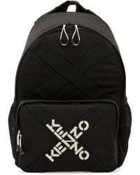 KENZO Multi-Logo Backpack in Blue for Men - Lyst