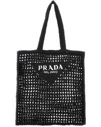 Prada - Crochet Logo Tote Bag - Lyst