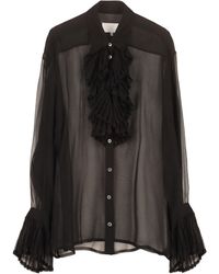 Maison Margiela Ruffled Chiffon Shirt - Black