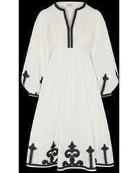 Not Shy - Embroidered Design V-Neck Midi Dress - Lyst