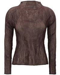 Issey Miyake - Chiffon Twist Pleated Top - Lyst