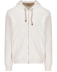 Brunello Cucinelli - Zipped Hooded Sweatshirt - Lyst