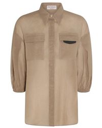 Brunello Cucinelli - Beige Cotton Shirt - Lyst