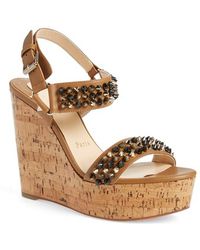 Christian louboutin \u0026#39;bikee Deck\u0026#39; Platform Wedge Sandal in Brown ...