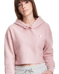 pink cropped champion hoodie