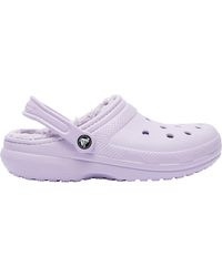fur crocs lavender