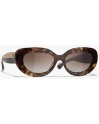 CHANEL - Oval Sunglasses - Lyst
