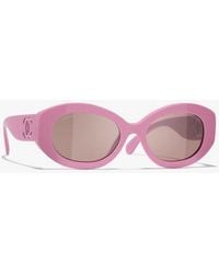 CHANEL - Oval Sunglasses - Lyst