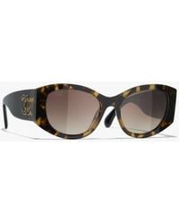 CHANEL - Oval Sunglasses - Lyst
