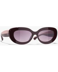 CHANEL - Oval Sunglasses - Lyst