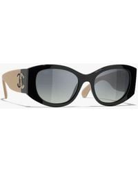 CHANEL - Oval Sunglasses - Lyst